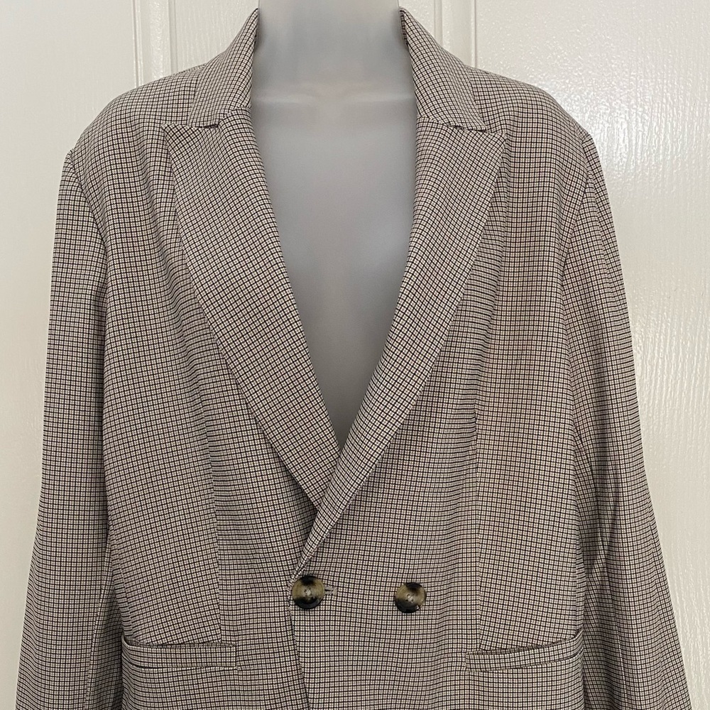Rachel Zoe Light Brown Plaid Blazer L